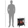 29" Electric Fireplace Heater, Freestanding Fire Place Stove with Realistic LED Log Flames and Overheating Safety Protection, 1400W, Black