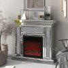 W 47 inch X D 12.6 inch X H 41.7 inch Acrylic diamond mirror mantelpiece, separate mantelpiece Built-in filling: acrylic high imitation drill, 1500 W