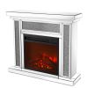 W 47 inch X D 12.6 inch X H 41.7 inch Acrylic diamond mirror mantelpiece, separate mantelpiece Built-in filling: acrylic high imitation drill, 1500 W