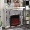 W 47 inch X D 12.6 inch X H 41.7 inch Acrylic diamond mirror mantelpiece, separate mantelpiece Built-in filling: acrylic high imitation drill, 1500 W