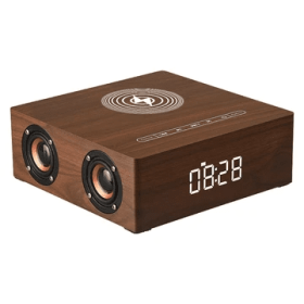 Wireless Charging Wood Surround Speaker (Color: brown)